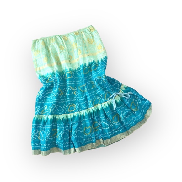 new Hale Bob 𖦹 Chic Crinkled Silk Mini Dress Midi Skirt 𖦹 Aqua Ombre Print 𖦹 M - Picture 10 of 16